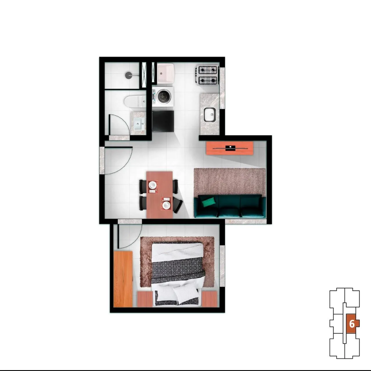 Imagem Apartamento 1 Quarto à Venda no Mutondo 28,99m² | São Gonçalo