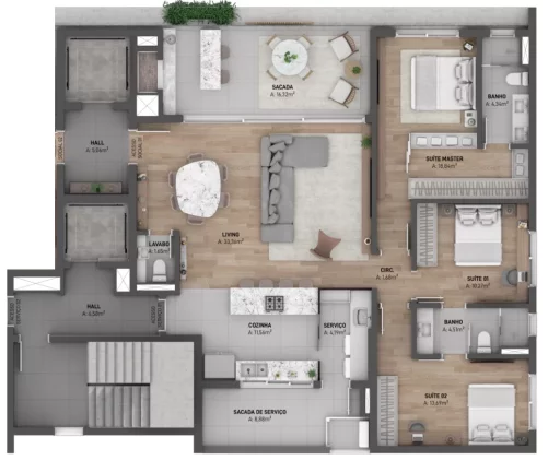 Foto do imóvel Apartamento 3 quartos sendo 3 suítes para venda em Caxias do Sul