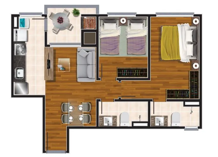 Imagem Apartamento à venda em Caxias do Sul, São Leopoldo, com 2 quartos, 52.41m2