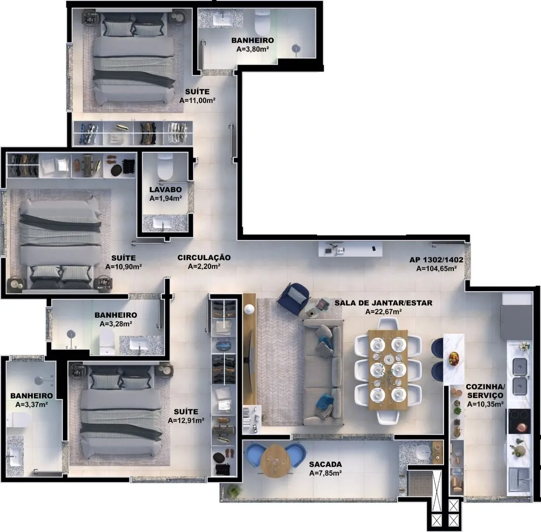 Imagem Apartamento amplo, novo, à Venda na Cidade Pedra Branca - Palhoça/SC