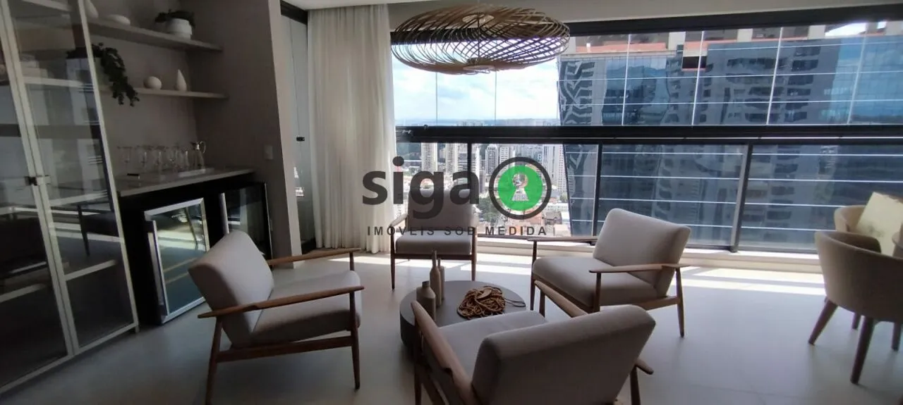Imagem Apartamento mobiliado 196m² no EZ Parque da Cidade - 3 Suítes, 4 Vagas e Porteira Fechada