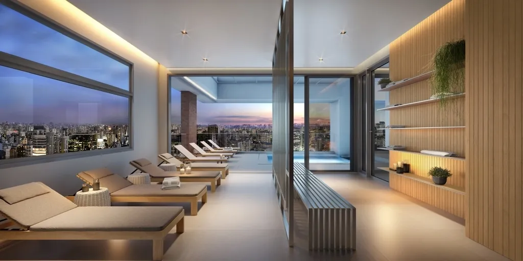 Imagem Os apartamentos são amplos e possuem 156m² com living integrado, 3 suítes, depósito privativo e ...