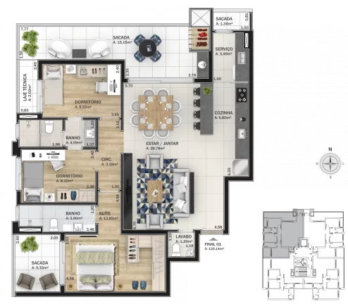 Imagem Apartamento 3 quartos sendo 1 suíte para venda no bairro Madureira em Caxias do Sul