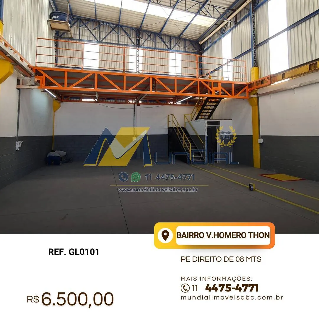 Imagem Galpão para Alugar com 240m², 2 vagas na Vila Homero Thon - Santo André