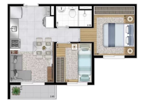 Imagem APARTAMENTO DE 34M², 2 DORMITÓRIOS, VARANDA SEM VAGA A VENDA - BARRA FUNDA - ZONA OESTE - SÃO PAULO/SP