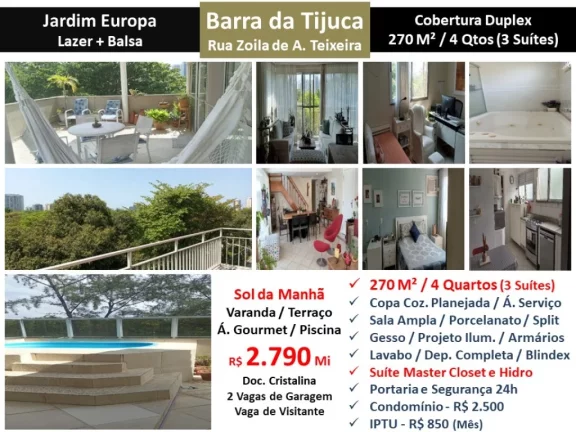 Foto do imóvel APARTAMENTO RESIDENCIAL em RIO DE JANEIRO - RJ, BARRA DA TIJUCA em RUA ZOILA DE ABREU TEIXEIRA