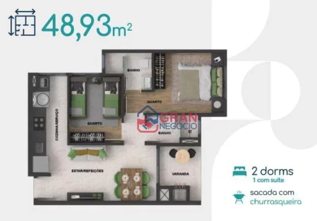 Imagem Apartamento com 2 dormitórios à venda - Novo Mundo - Curitiba/PR