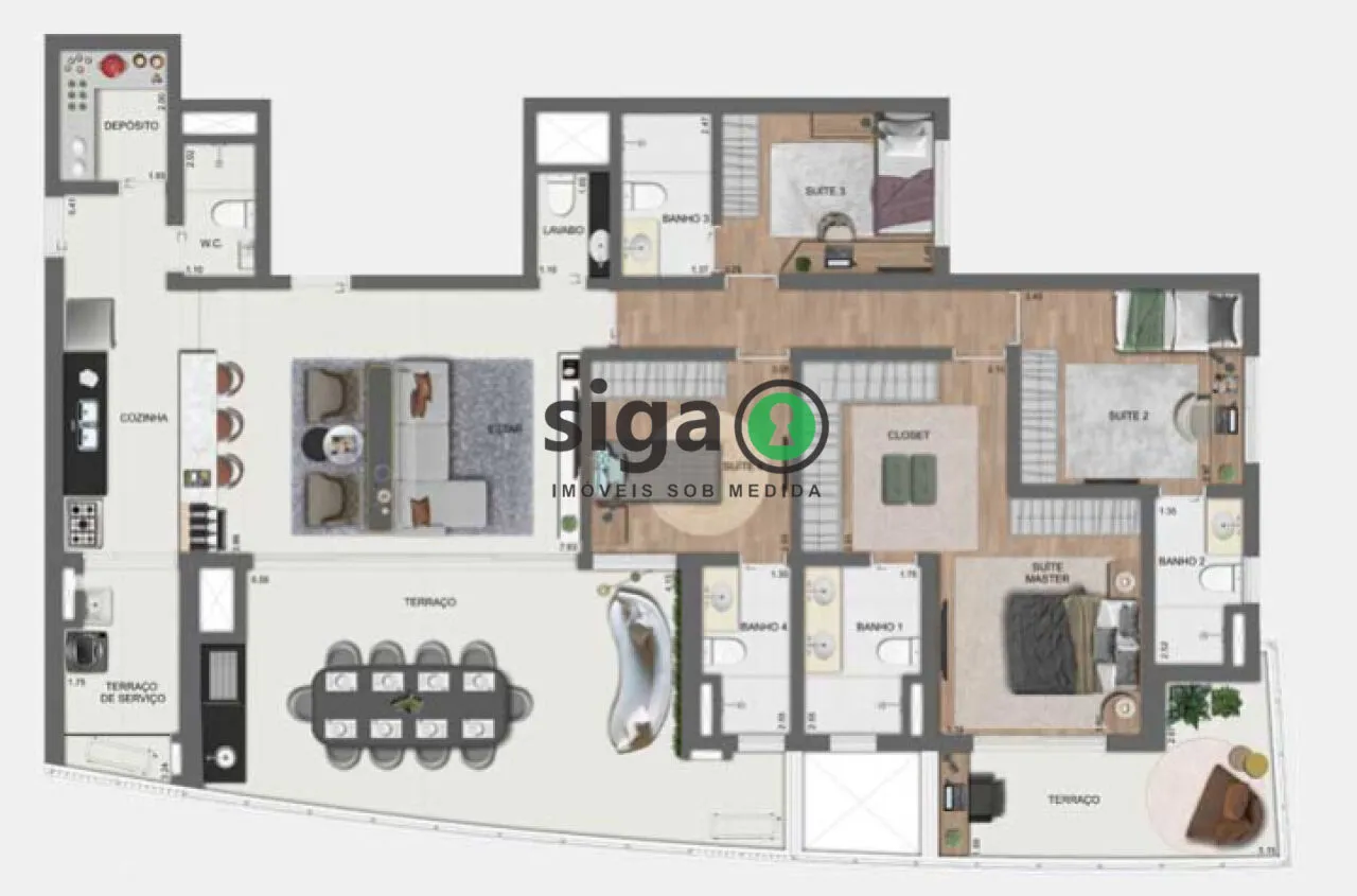 Imagem Aparttamento no Brooklin à venda com 180m², 4 quartos e 3 vagas