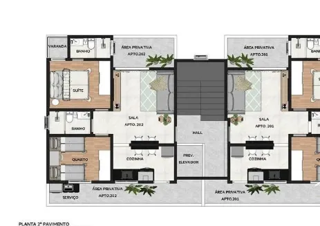 Imagem Apartamento à Venda - 2 Quartos sendo 1 Suíte - 1 Vaga - Bairro Jardim Leblon