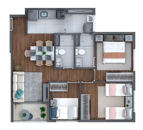 Imagem Apartamento com 2 Quartos à Venda, 46 m² em Campininha - São Paulo