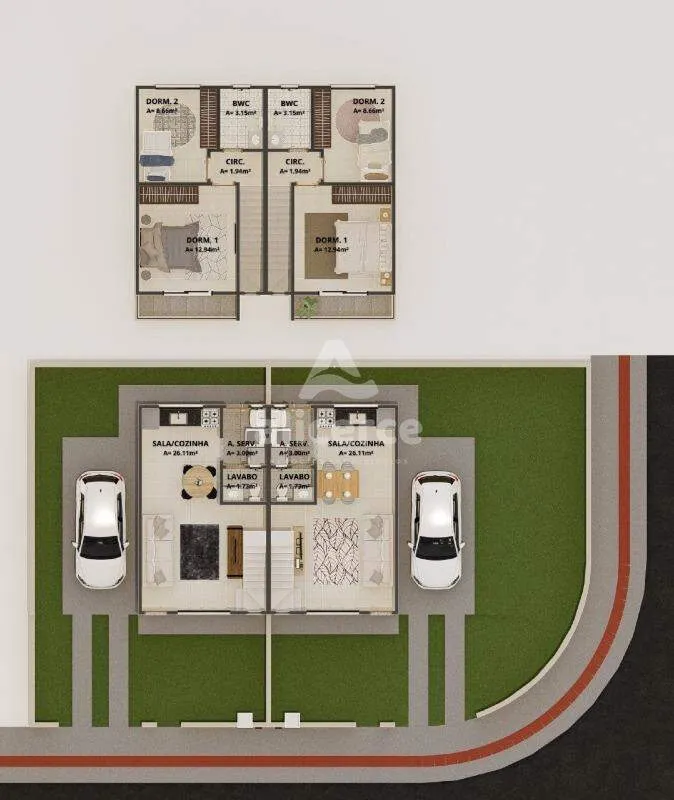 Imagem Sobrado à venda com 2 quartos , 72m² em Bela Vista Palhoça