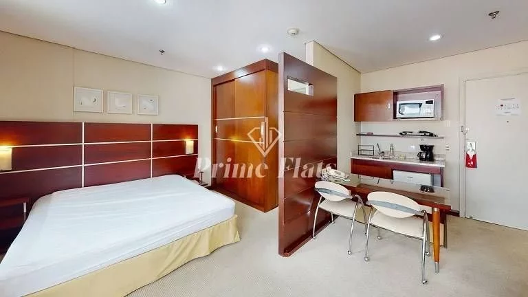 Foto do imóvel Flat disponível para venda no Transamérica Executive Chácara Santo Antônio, com 28m², 1 dormitório e 1 vaga em Rua Américo Brasiliense