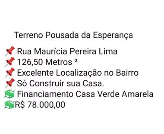 Imagem Bauru/SP, Santa Edwiges, Terreno de 126m². Financiamento Casa Verde Amarela