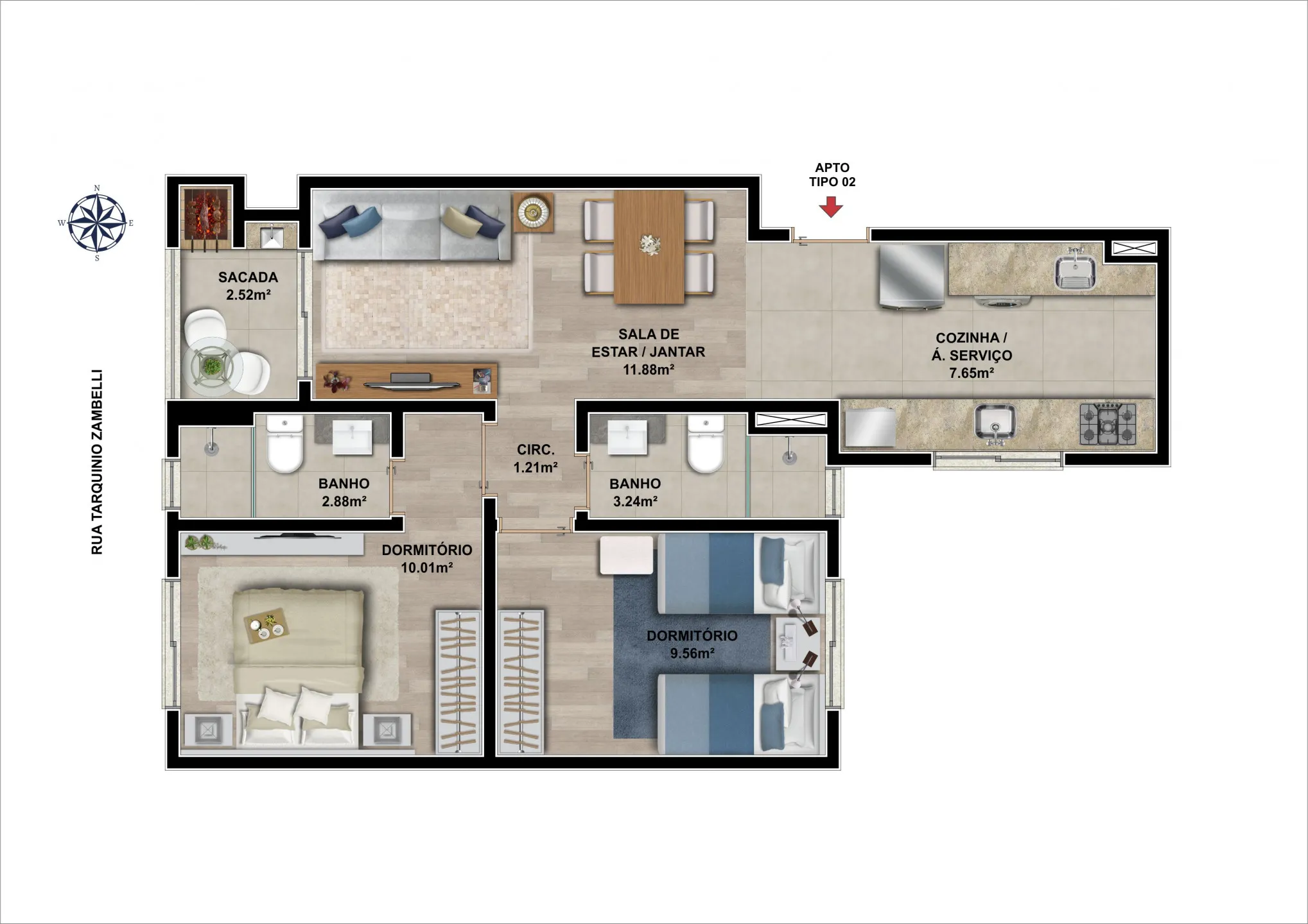 Imagem Apartamento à venda em Caxias do Sul, Nossa Senhora de Lourdes, com 3 quartos, 121.95m2