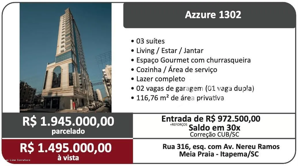 Foto do imóvel Apartamento 3 dormitórios para Venda em Itapema, Meia Praia, 4 dormitórios, 4 suítes, 5 banheiros, 3 vagas