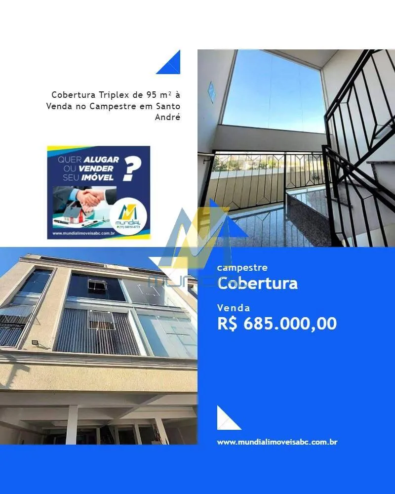 Foto do imóvel Cobertura Triplex de 95 m² à Venda no Campestre em Santo André