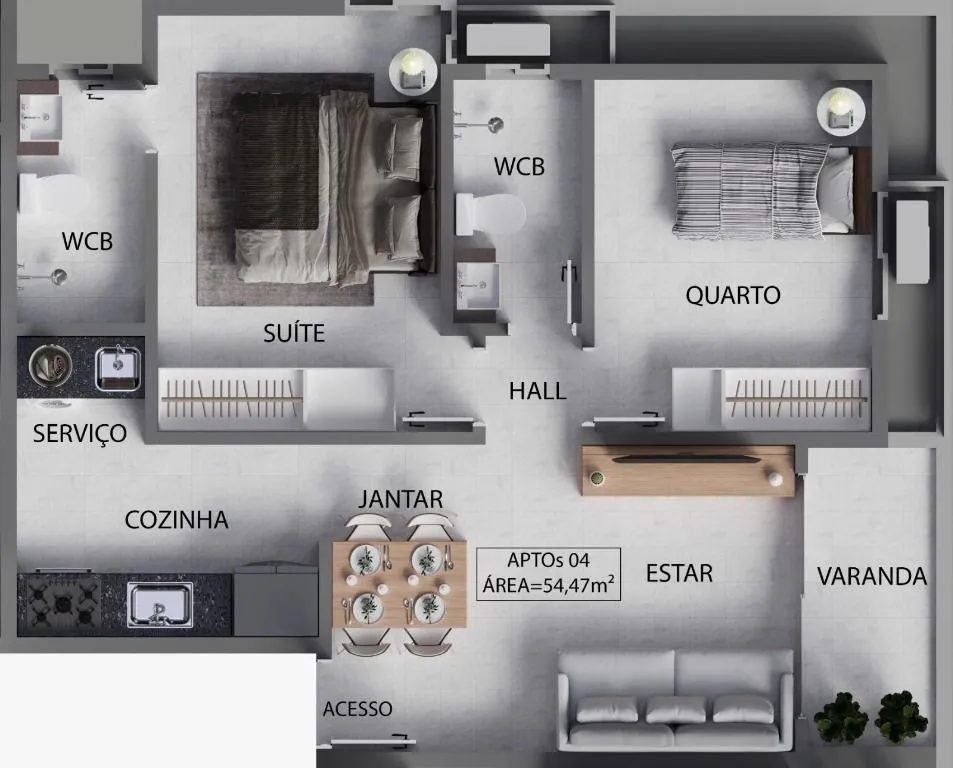 Imagem Apartamento com 2 dormitórios à venda, 54 m² por R$ 510.062,00 - Bessa - João Pessoa/PB