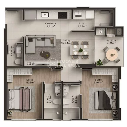 Imagem APARTAMENTO A VENDA 2 QUARTOS - CENTRO - ITAJAI/SC
