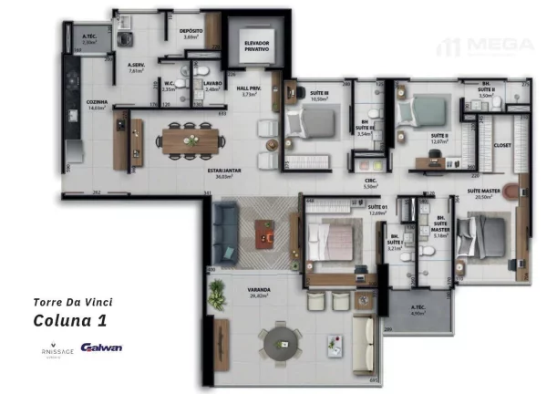 Imagem Apartamento com 4 dormitórios à venda, 209 m² por R$ 3.613.200,00 - Enseada do Suá - Vitória/ES