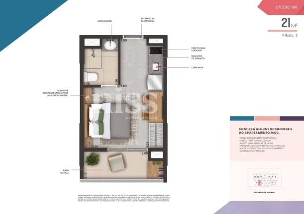 Imagem MOD PINHEIROS - NISS - Studio de 28m² (R), ótima localização, a 260m da estação Sumaré do Metrô!