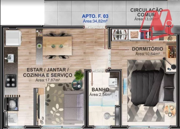 Imagem No Petópolis,1 dormitório, vaga e infraestrutura