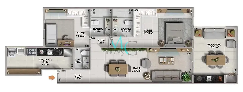 Imagem Apartamento à venda 2 Quartos 2 Suites 1 Vaga 89.11M² Barra da Tijuca Rio de Janeiro - RJ | Aurora