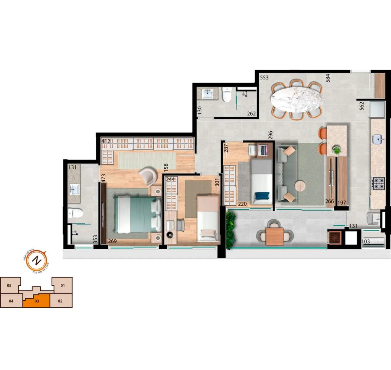 Imagem Apartamento de 2 e 3 dormitórios, no bairro Bacacheri 94mts².