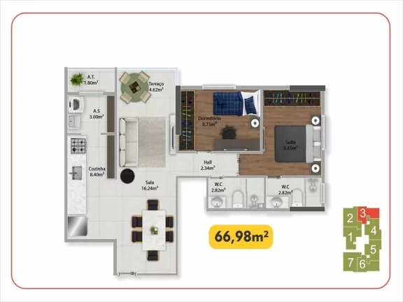 Imagem Apartamento com 2 dorms, Guilhermina, Praia Grande - R$ 476 mil, Cod: 2770