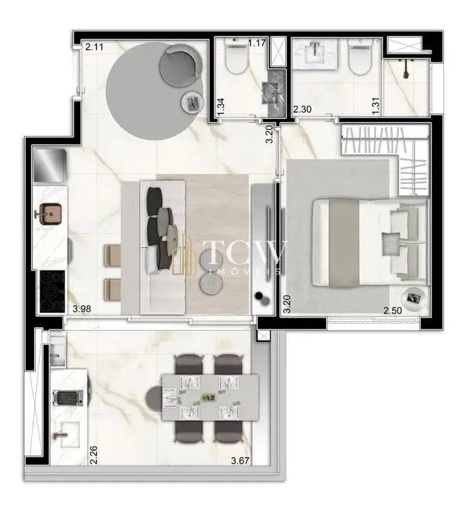 Imagem Apartamento à venda na Vila Clementino | 43m² | 1 suíte | 1 vaga | Mobiliado