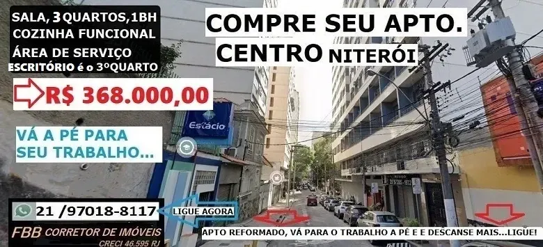 Apartamento com 3 Quartos à Venda, 72 m² em Centro - Niterói