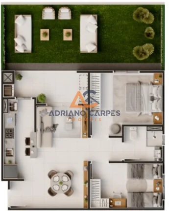Imagem Adriano Carpes Imóveis vende - Apartamento com 2 dormitórios, a 350 metros da praia em Balneário Piçarras-SC