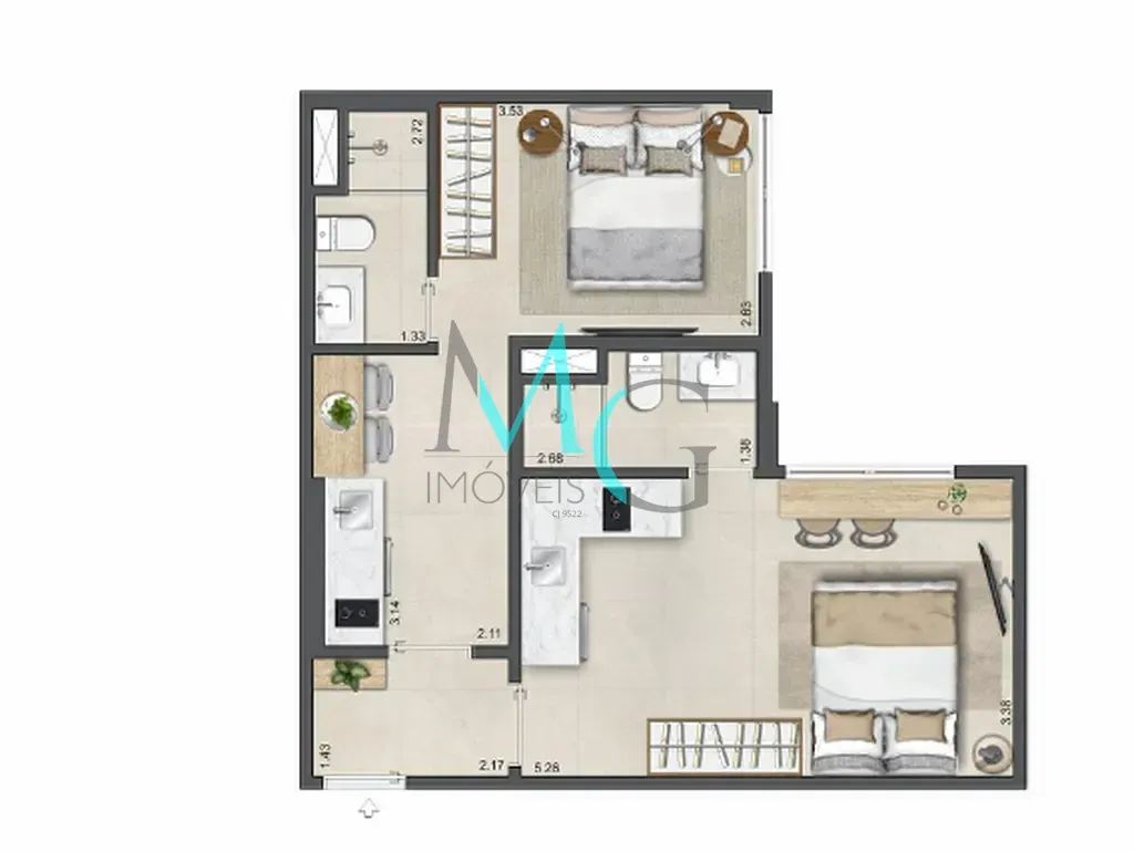 Imagem Apartamento à venda 2 Quartos 2 Suites 77.55M² Leblon Rio de Janeiro - RJ | Guilhem Mozak - Residencial