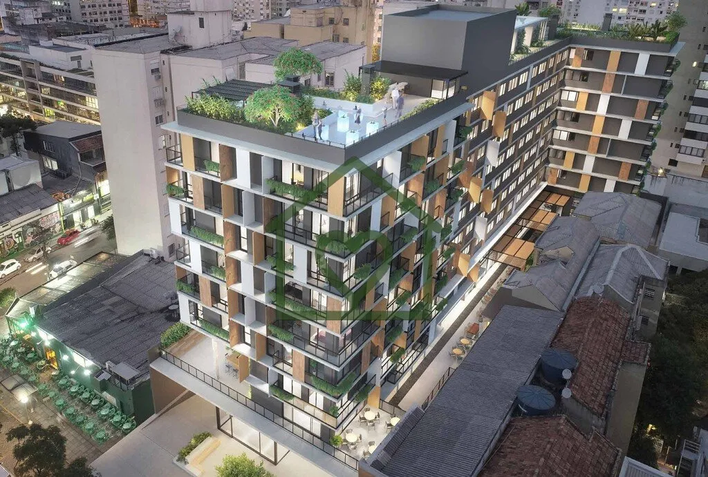 Imagem O Soul República une arquitetura, conveniência e gastronomia. Torre moderna com apartamentos studi...