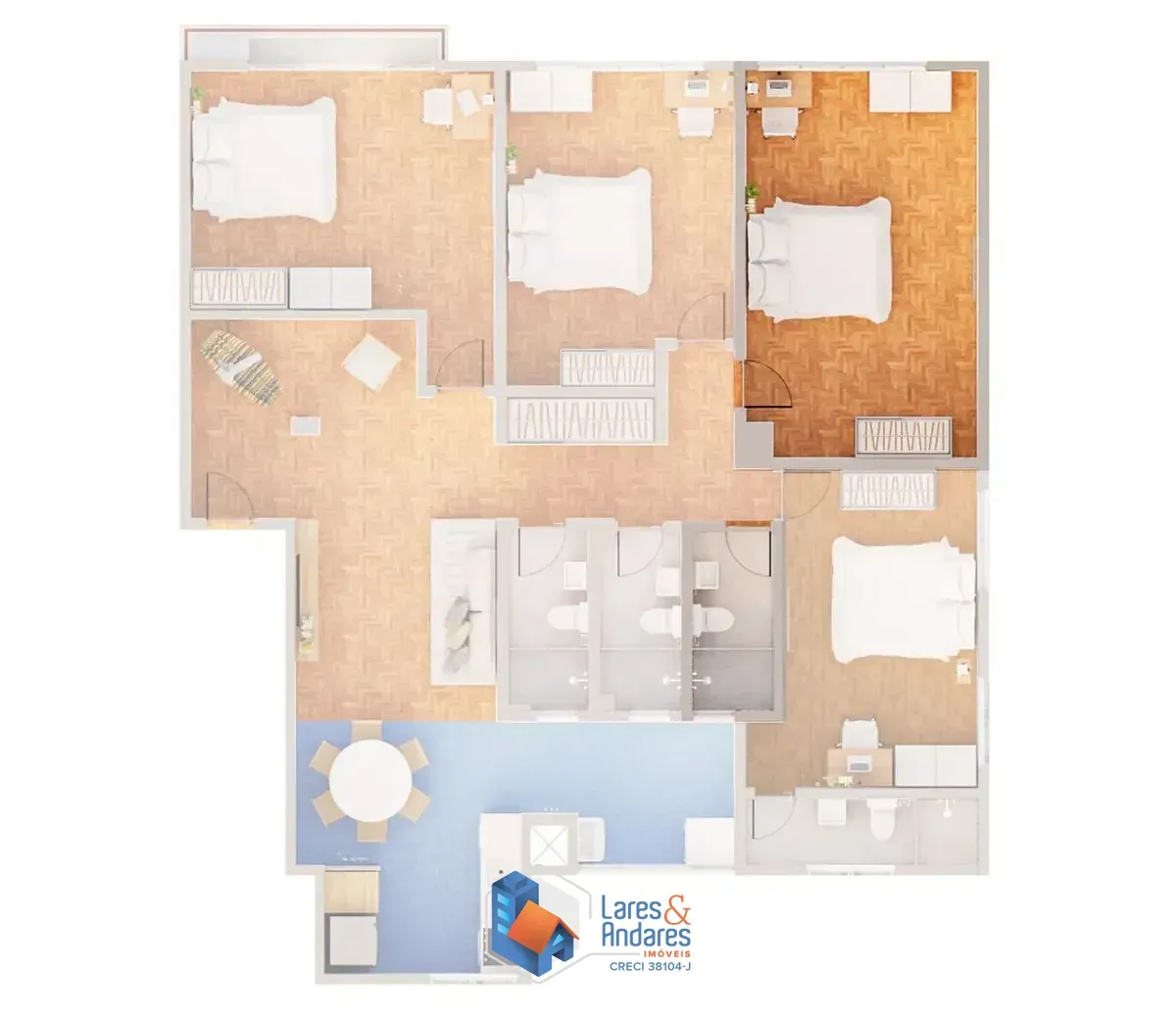 Imagem Apartamento para venda em Bela Vista com 4 quartos, sendo 1 suíte, 145m²