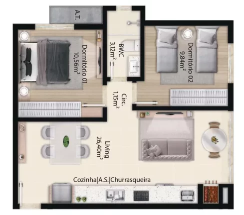 Imagem AP Home Garden - Fase 1 - Apartamento à venda no bairro Sertãozinho - Itapema/SC
