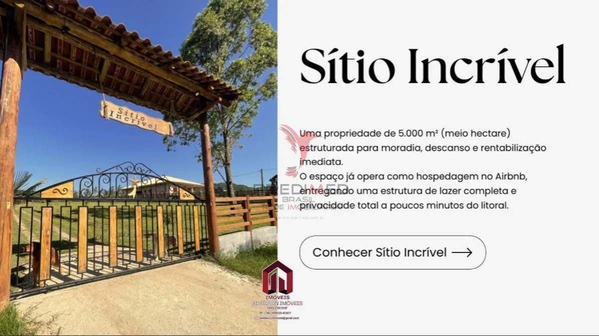 Sítio Espetacular e Incrível com 5.000m2 em Figueira Grande, Imaruí - SC