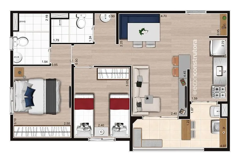 Imagem Apartamento com 2 dormitórios à venda, 47 m² por R$ 402.600,00 - Vila das Bandeiras - Guarulhos/SP