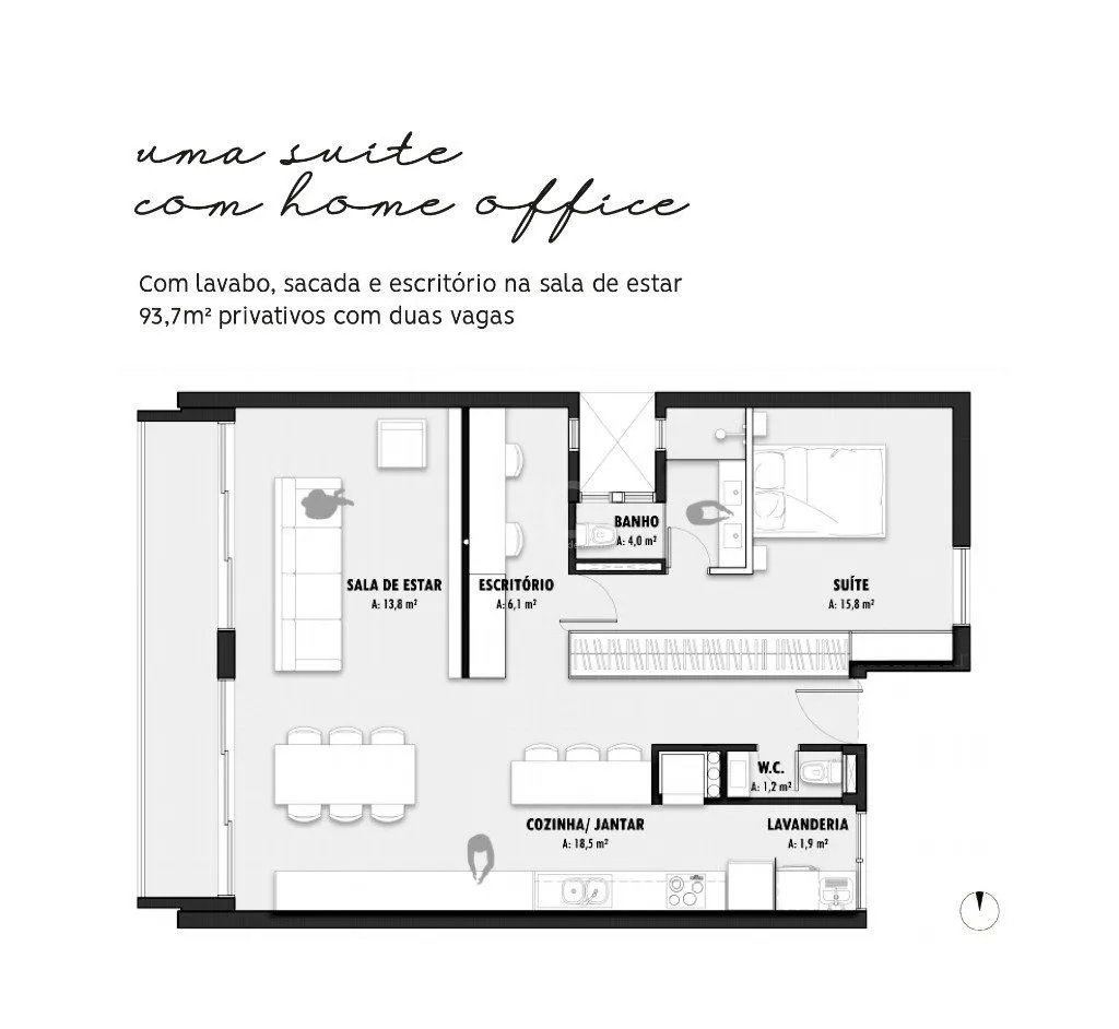 Imagem Lançamento para Venda - 93.7m², 2 dormitórios, sendo 1 suites, 2 vagas - Petrópolis