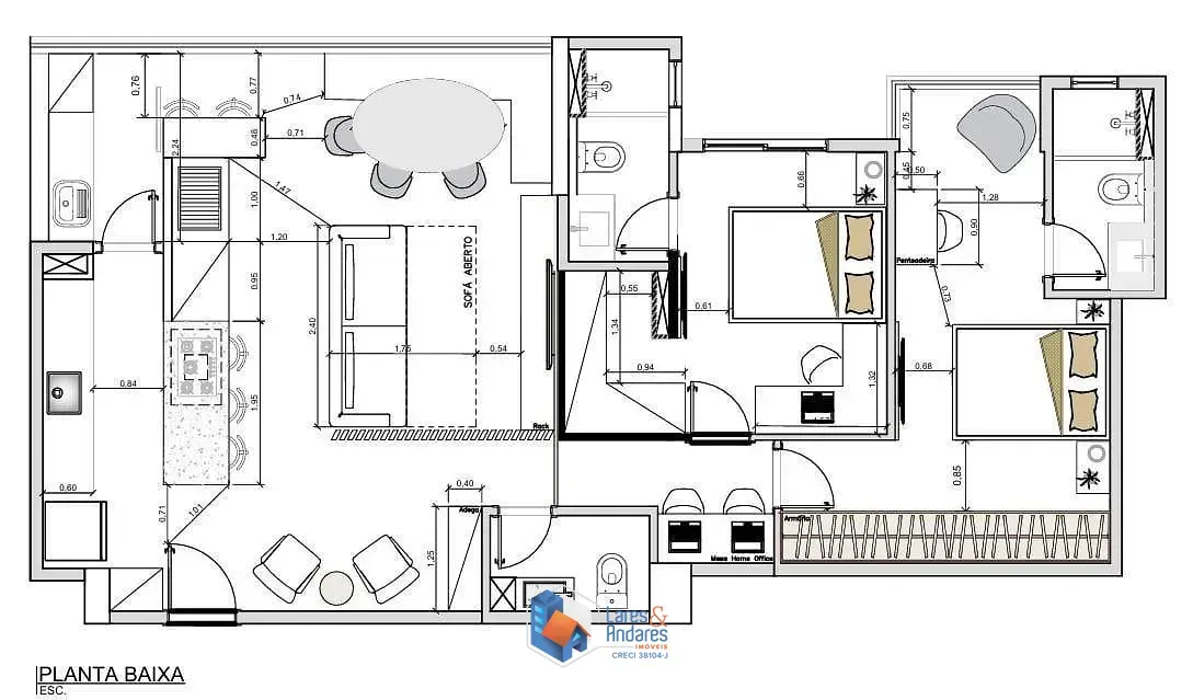 Imagem APARTAMENTO À VENDA COM 90 M², COM 2 DORMS. (2 SUÍTES), SACADA, 2 VGS NO CENTRO COMERCIAL JUBRAN, BARUERI - SP.
