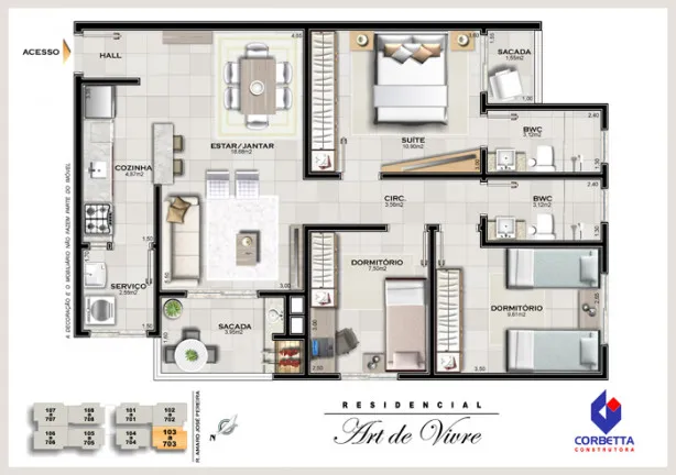 Imagem Apartamento com 3 Quartos à Venda, 80 m²em Centro - Araranguá