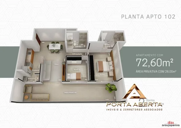 Imagem Apto de 3 Quartos, sendo 1 Suite - COD 919