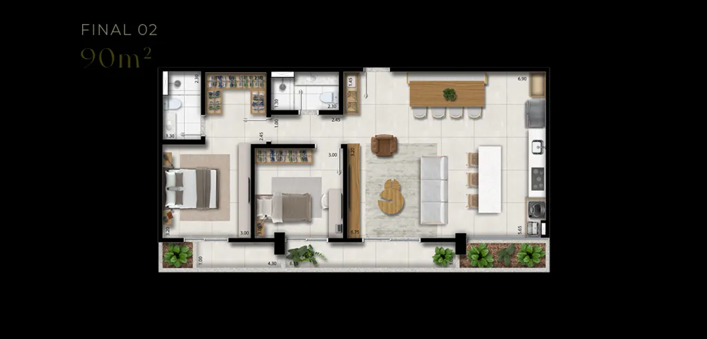 Imagem Apartamentos de 2 dormitórios e 1 suíte com 87 a 104m² privativos com lazer no térro e no roofto...