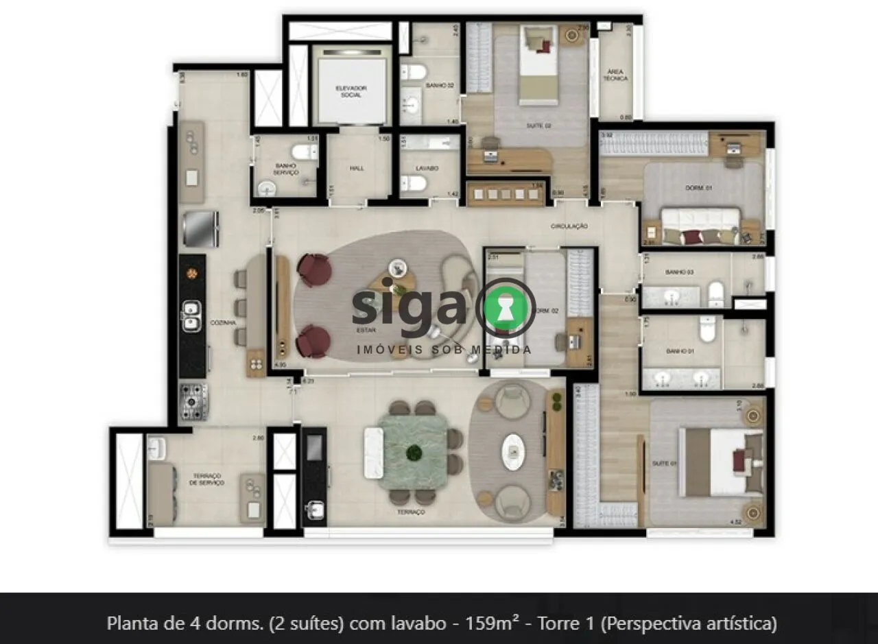 Imagem Apartamento a venda no Alto da Boa Vista com 3 quartos