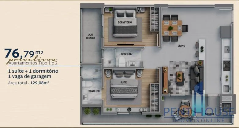 Imagem Apartamento Zona Central para Venda em Itajaí, Praia Brava de Itajaí, 2 dormitórios, 1 suíte, 2 banheiros, 1 vaga