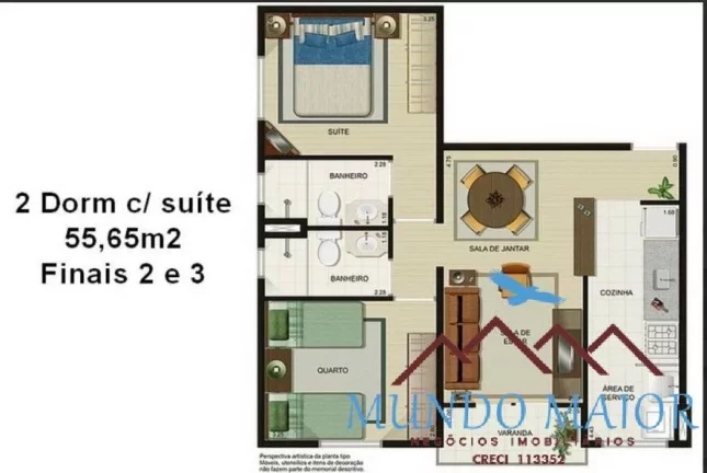Imagem Apartamento com 2 Quartos e 2 banheiros à Venda, 55 m por R$ 349.000