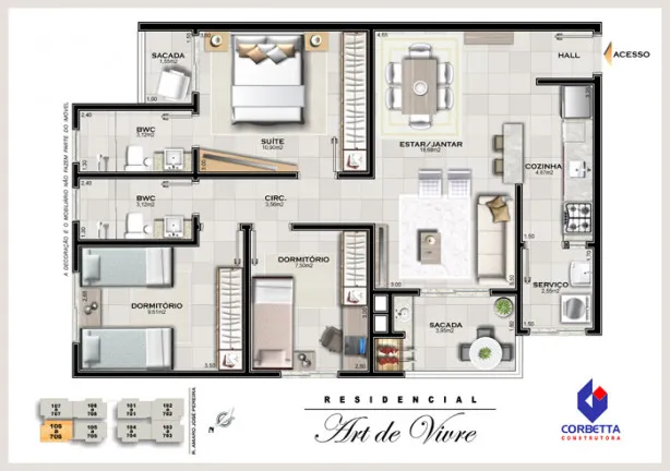 Imagem Apartamento com 3 Quartos à Venda, 80 m²em Centro - Araranguá