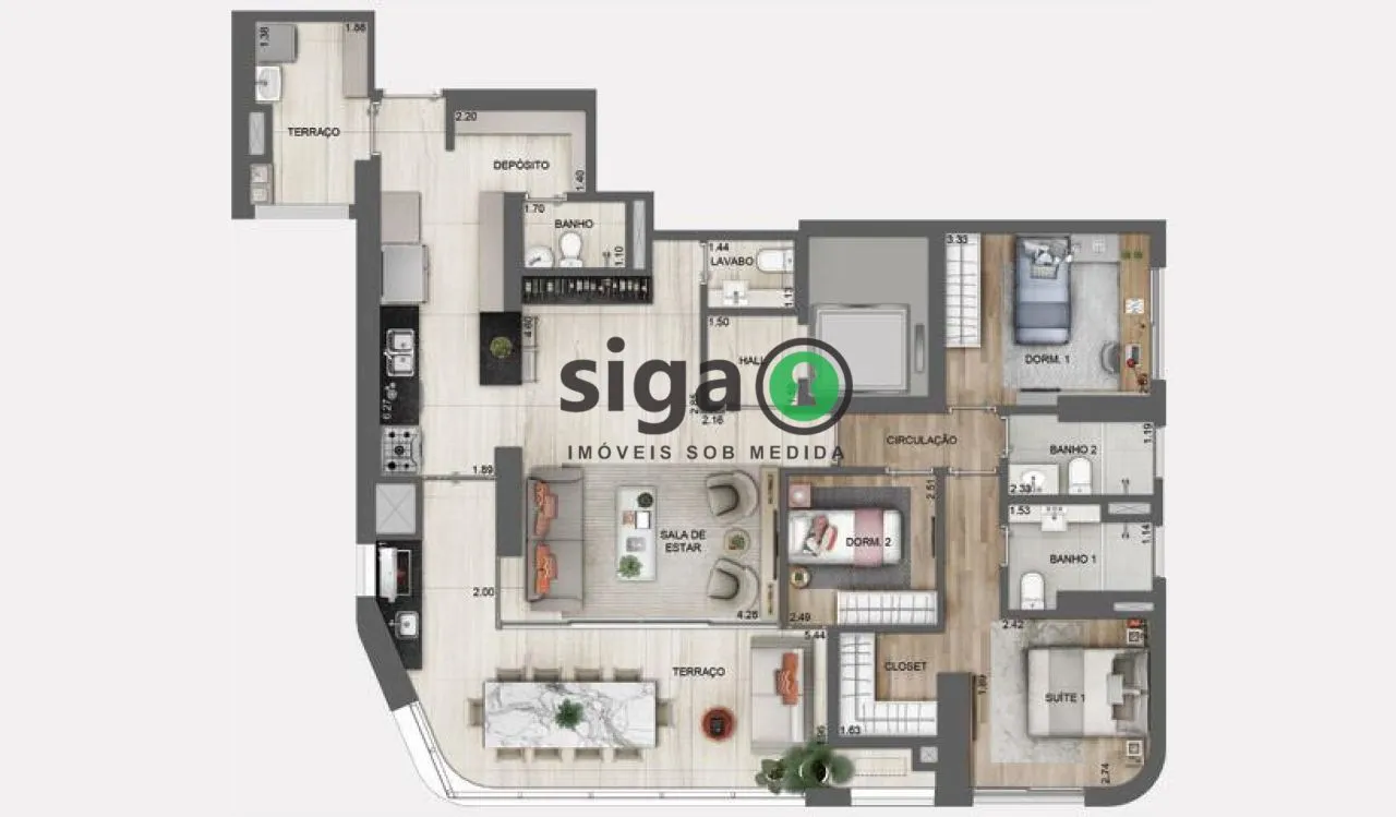 Imagem Apartamento a venda com 03 quartos em Chácara Santo Antônio (Zona Sul)