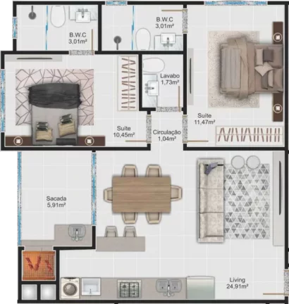 Imagem Vila do Sol Residence - Apartamento à venda no bairro Morretes - Itapema/SC