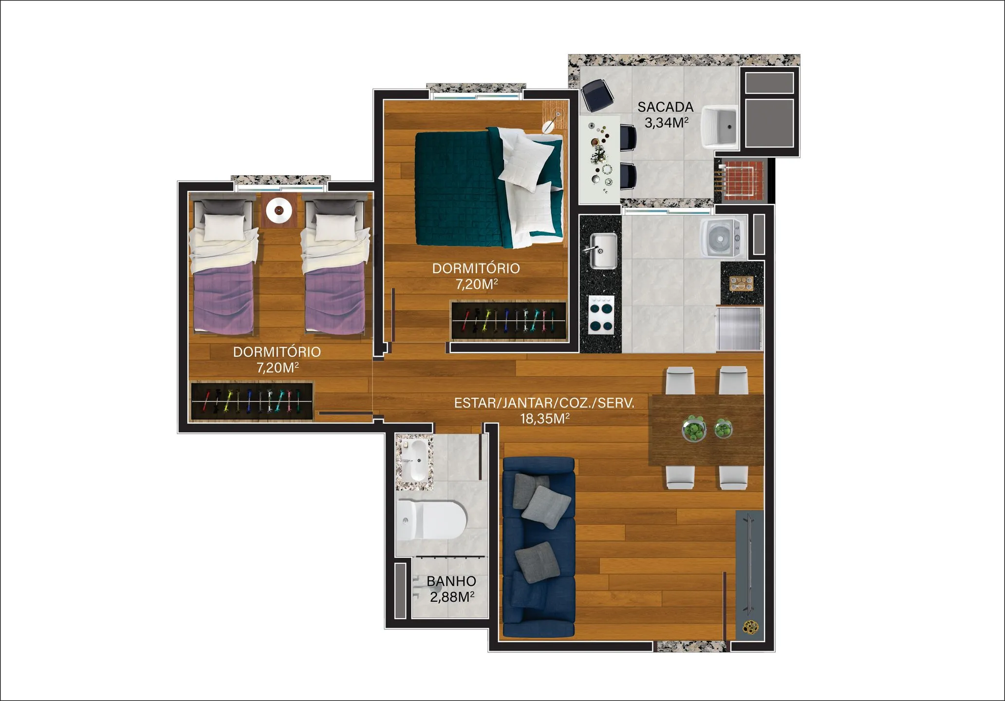Imagem Apartamento à venda em Caxias do Sul, Bela Vista, com 2 quartos, 45.89m2