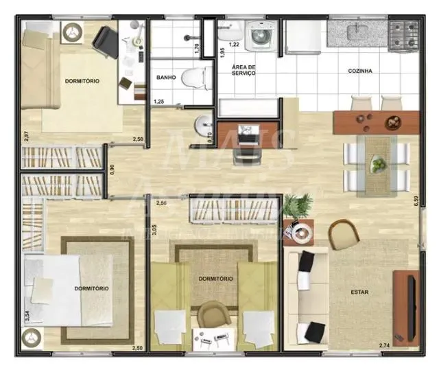 Imagem Apartamento semi-mobiliado em São Miguel, São Leopoldo - 3 dormitórios